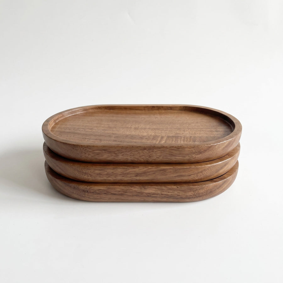Serviertablett-Set aus Holz, oval, 3-teilig – Bild 1