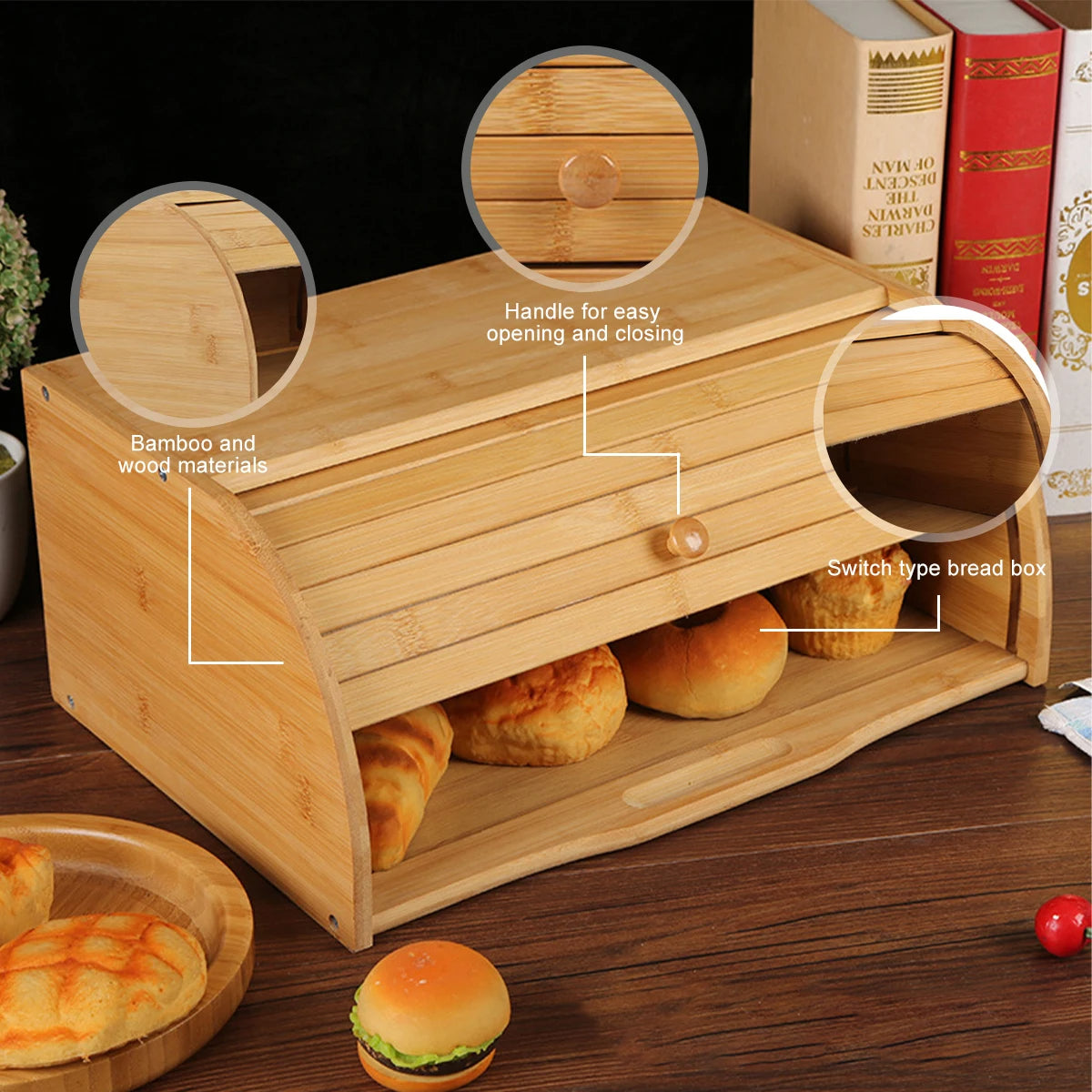 Bambus-Brotkasten mit Deckel – Bild 4